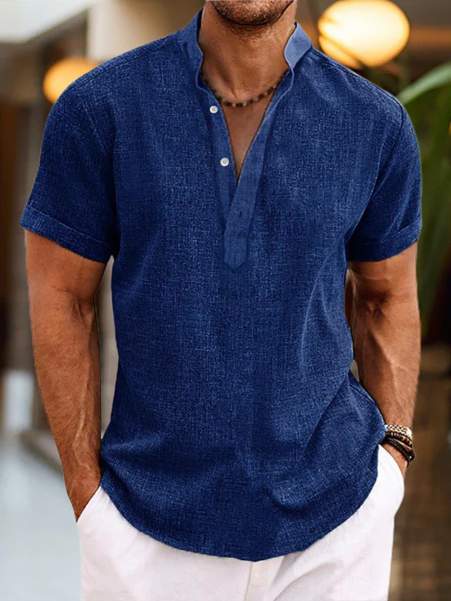 Herren Poloshirt V-Ausschnitt Baumwolle Hochwertig