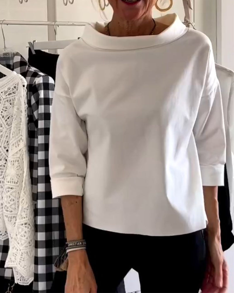 Elegante Baumwoll-Polyester Bluse mit 3/4 Ärmeln