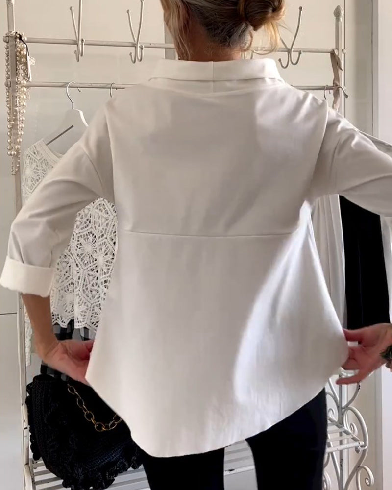 Elegante Baumwoll-Polyester Bluse mit 3/4 Ärmeln