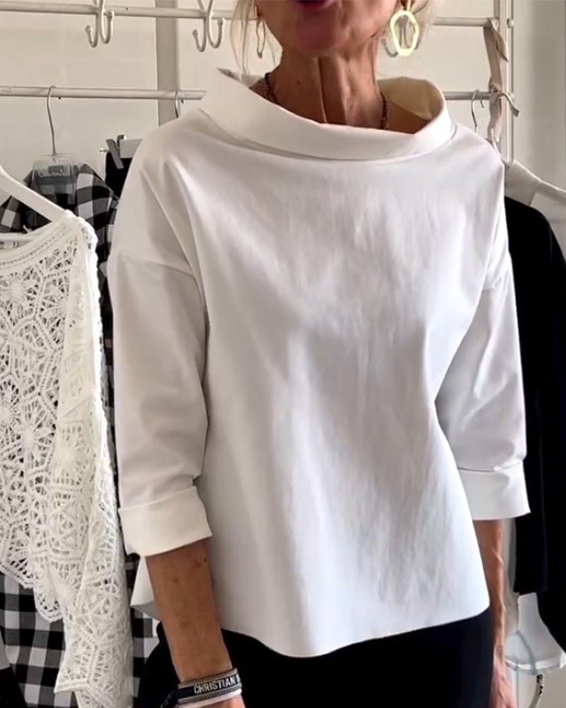 Elegante Baumwoll-Polyester Bluse mit 3/4 Ärmeln