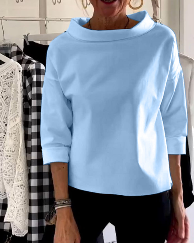 Elegante Baumwoll-Polyester Bluse mit 3/4 Ärmeln