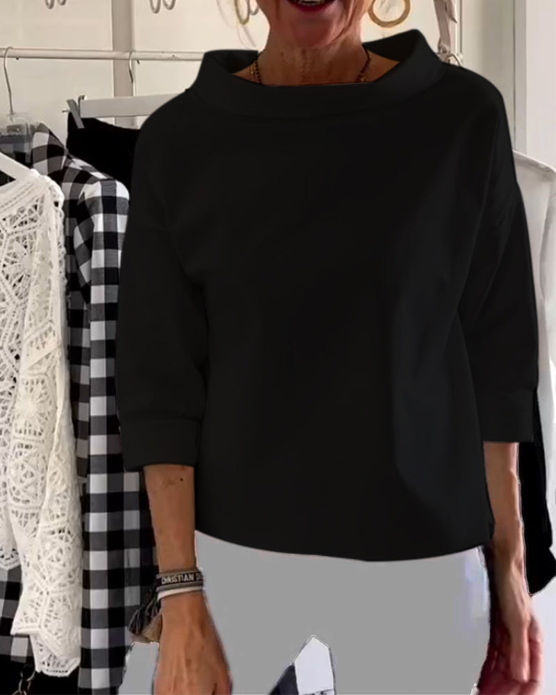 Elegante Baumwoll-Polyester Bluse mit 3/4 Ärmeln