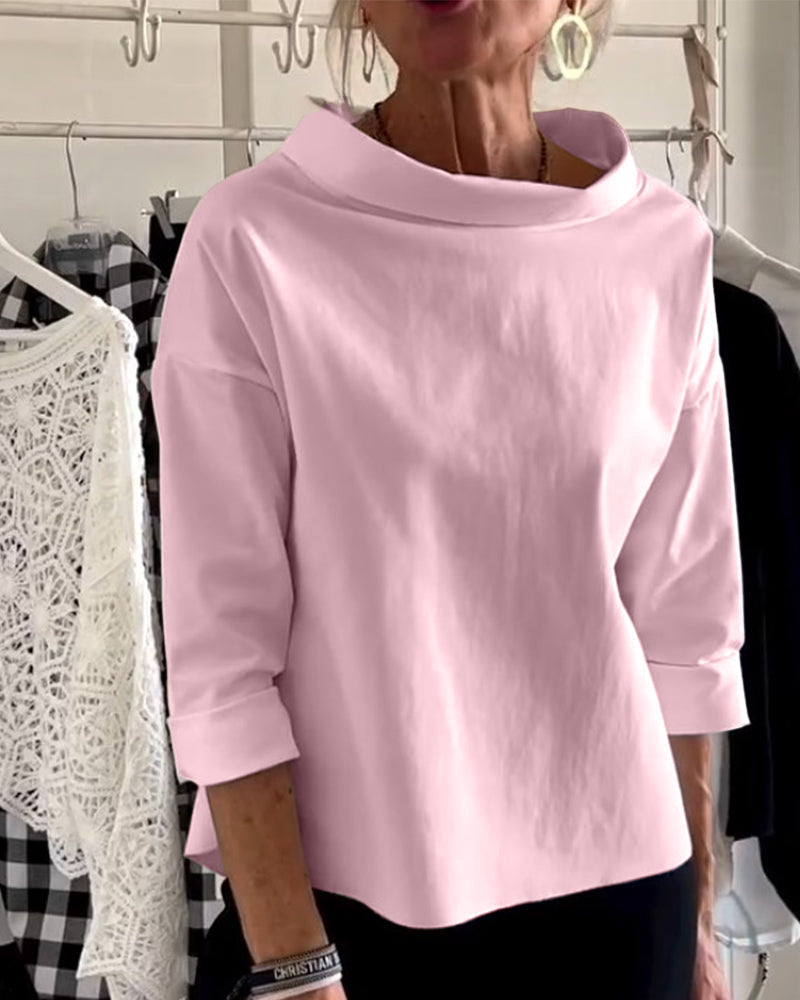 Elegante Baumwoll-Polyester Bluse mit 3/4 Ärmeln