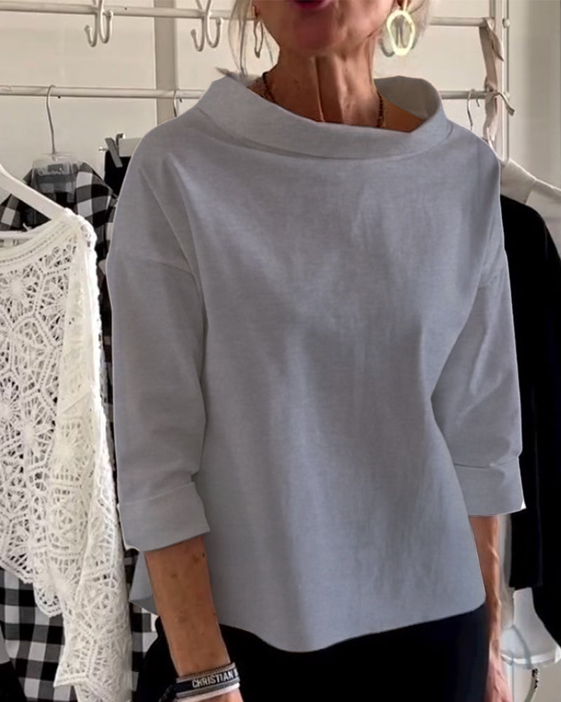 Elegante Baumwoll-Polyester Bluse mit 3/4 Ärmeln