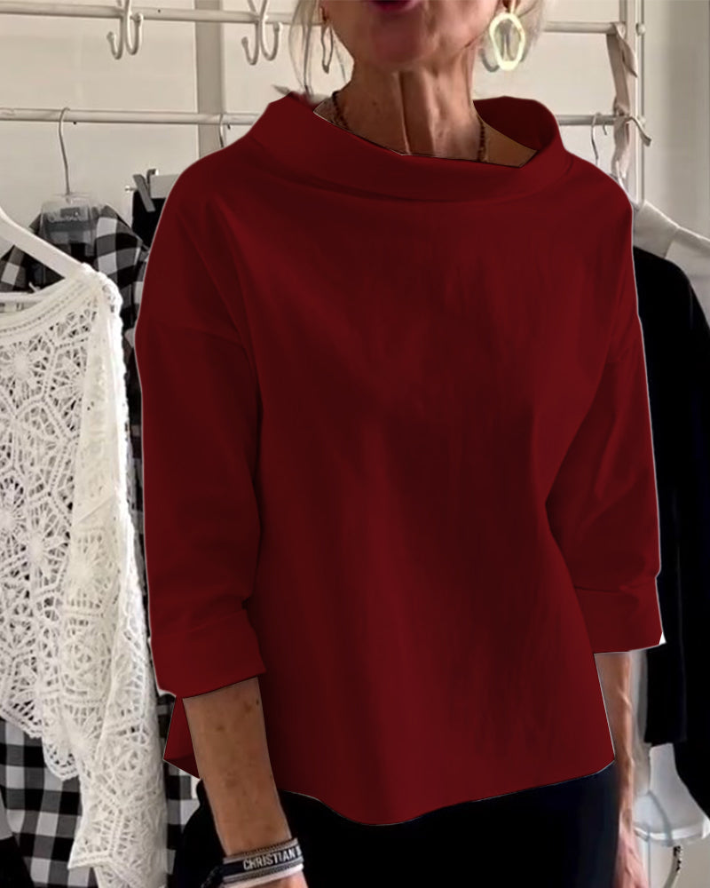 Elegante Baumwoll-Polyester Bluse mit 3/4 Ärmeln