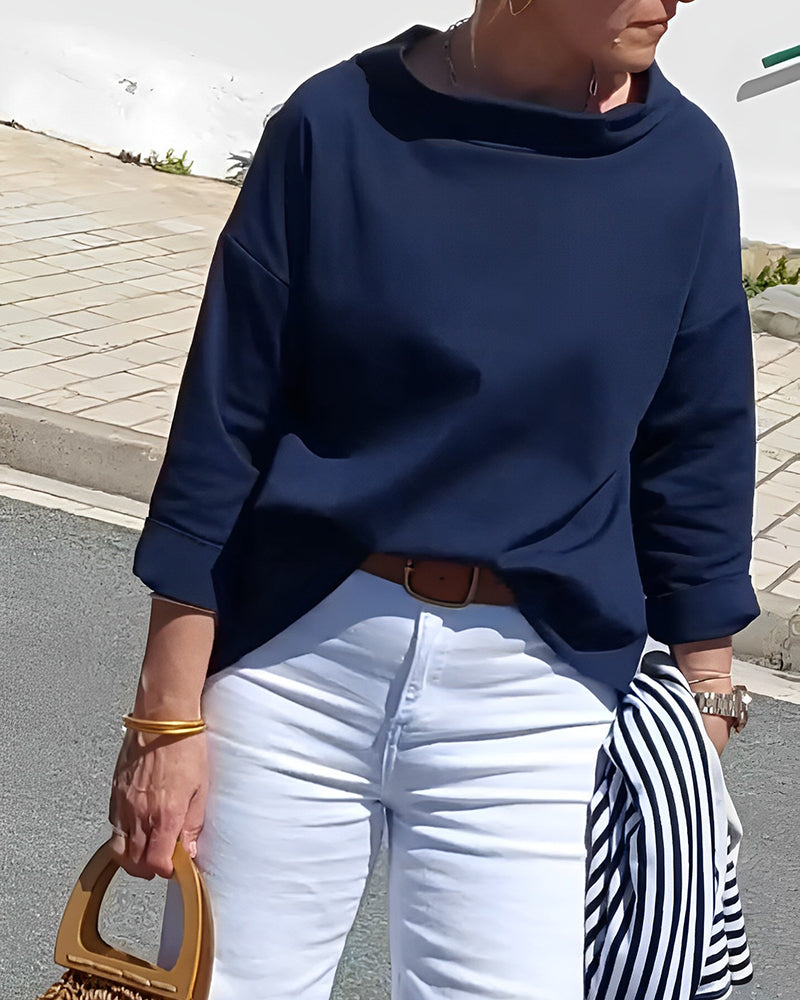 Elegante Baumwoll-Polyester Bluse mit 3/4 Ärmeln