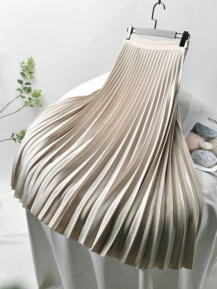 Eleganter Damen Plisseerock Hohe Taille