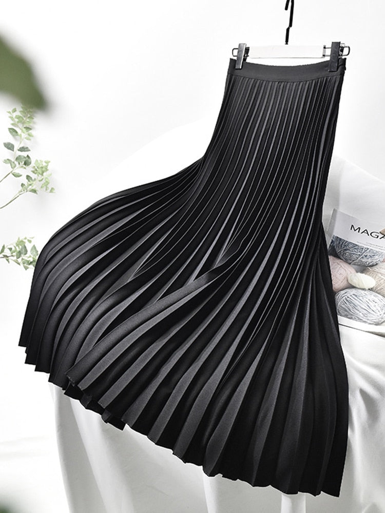 Eleganter Damen Plisseerock Hohe Taille