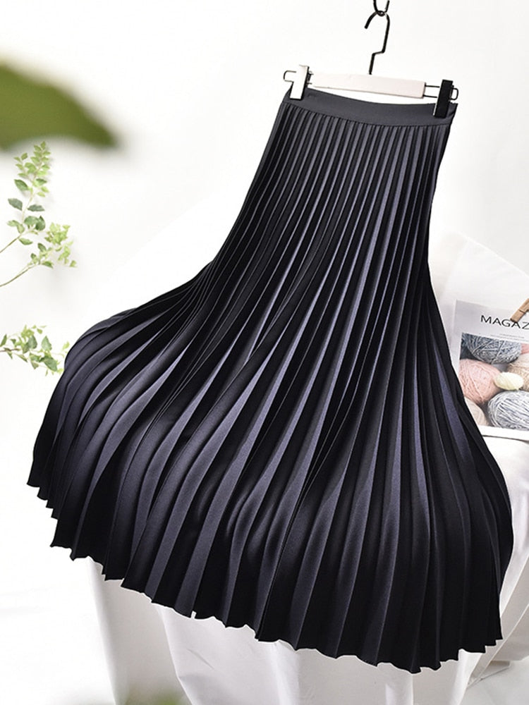 Eleganter Damen Plisseerock Hohe Taille