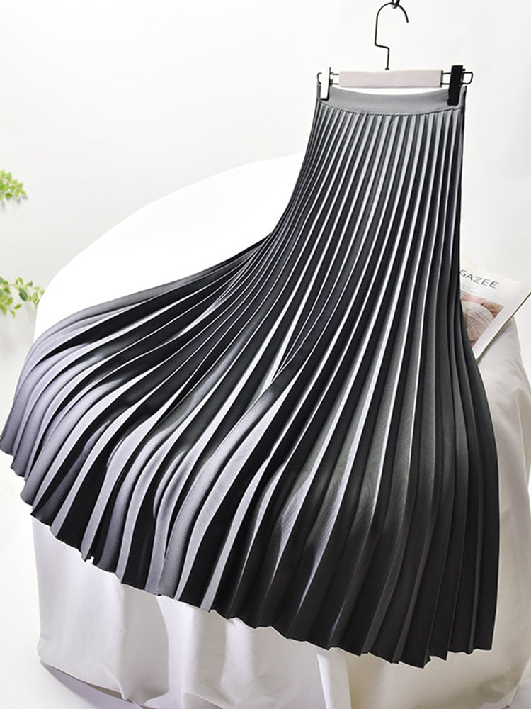 Eleganter Damen Plisseerock Hohe Taille
