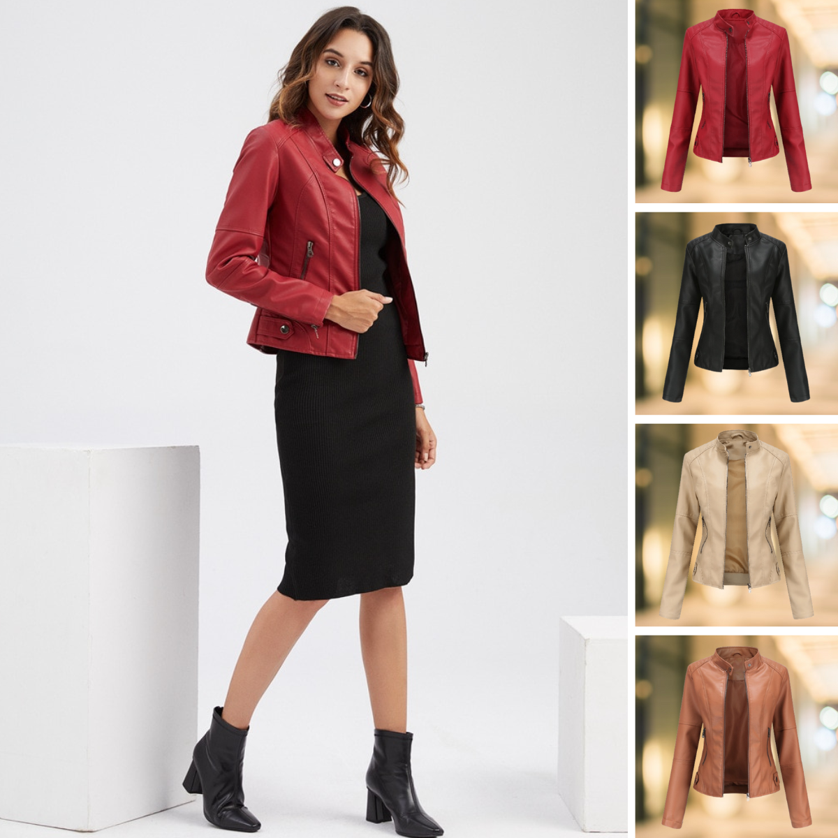Lederjacke Damen mit Stehkragen
