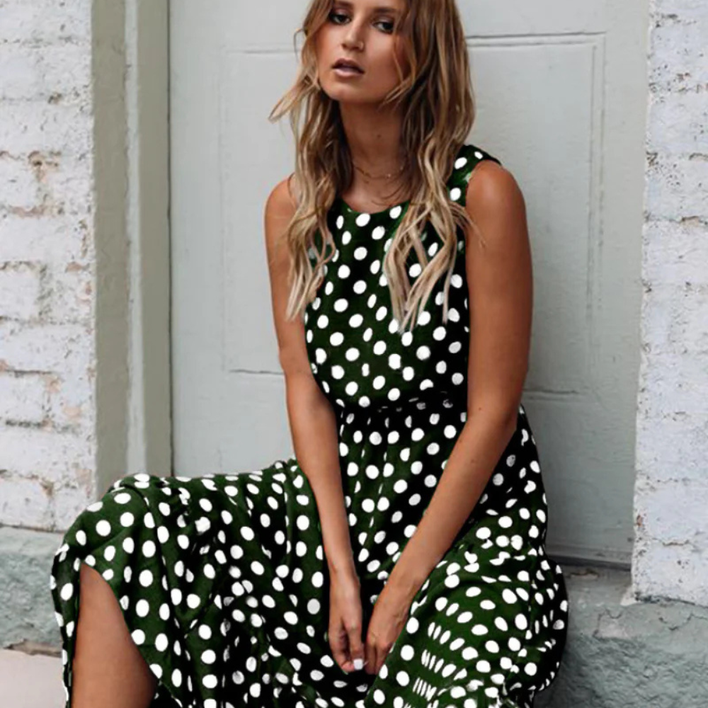 Sommerkleid Punkte Elegant Ärmellos