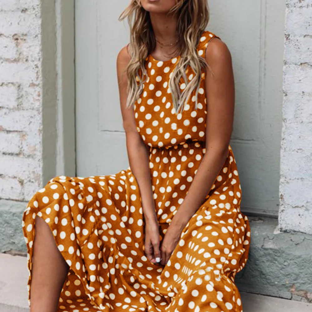 Sommerkleid Punkte Elegant Ärmellos
