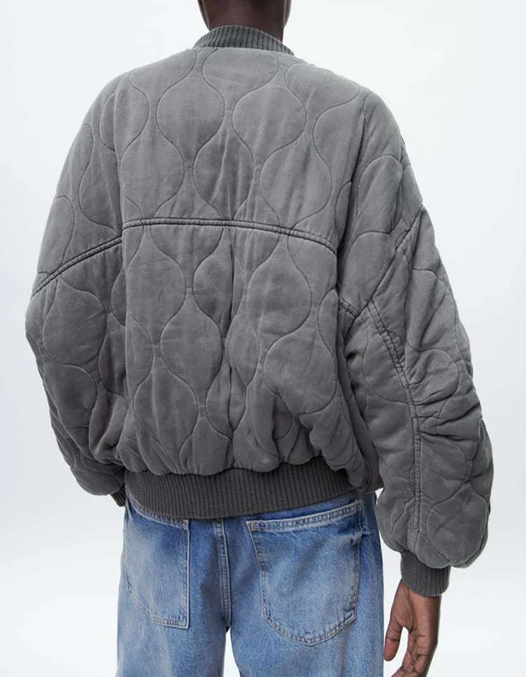 Damen Oversize Bomberjacke Grau