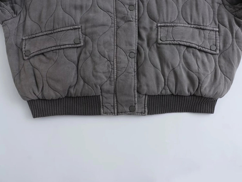 Damen Oversize Bomberjacke Grau
