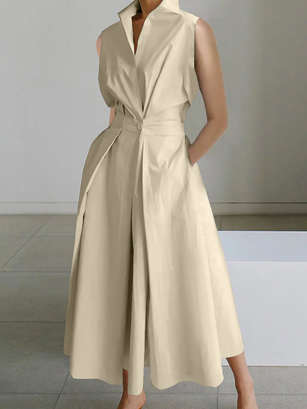 Weißes Baumwollkleid mit Hemdkragen - Urbaner Stil