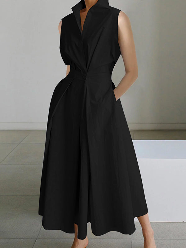 Weißes Baumwollkleid mit Hemdkragen - Urbaner Stil