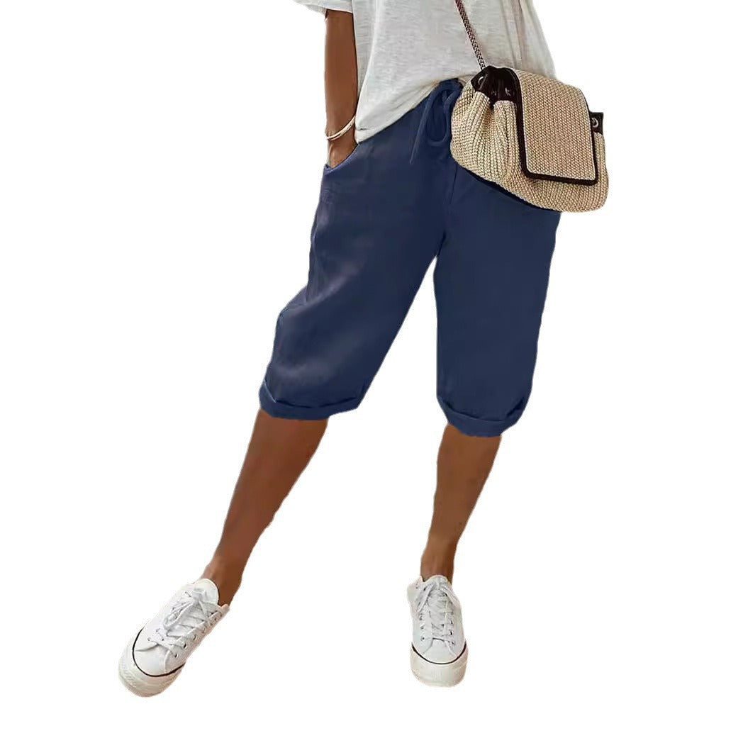 Damen Leinen Shorts mit Gummizugbund