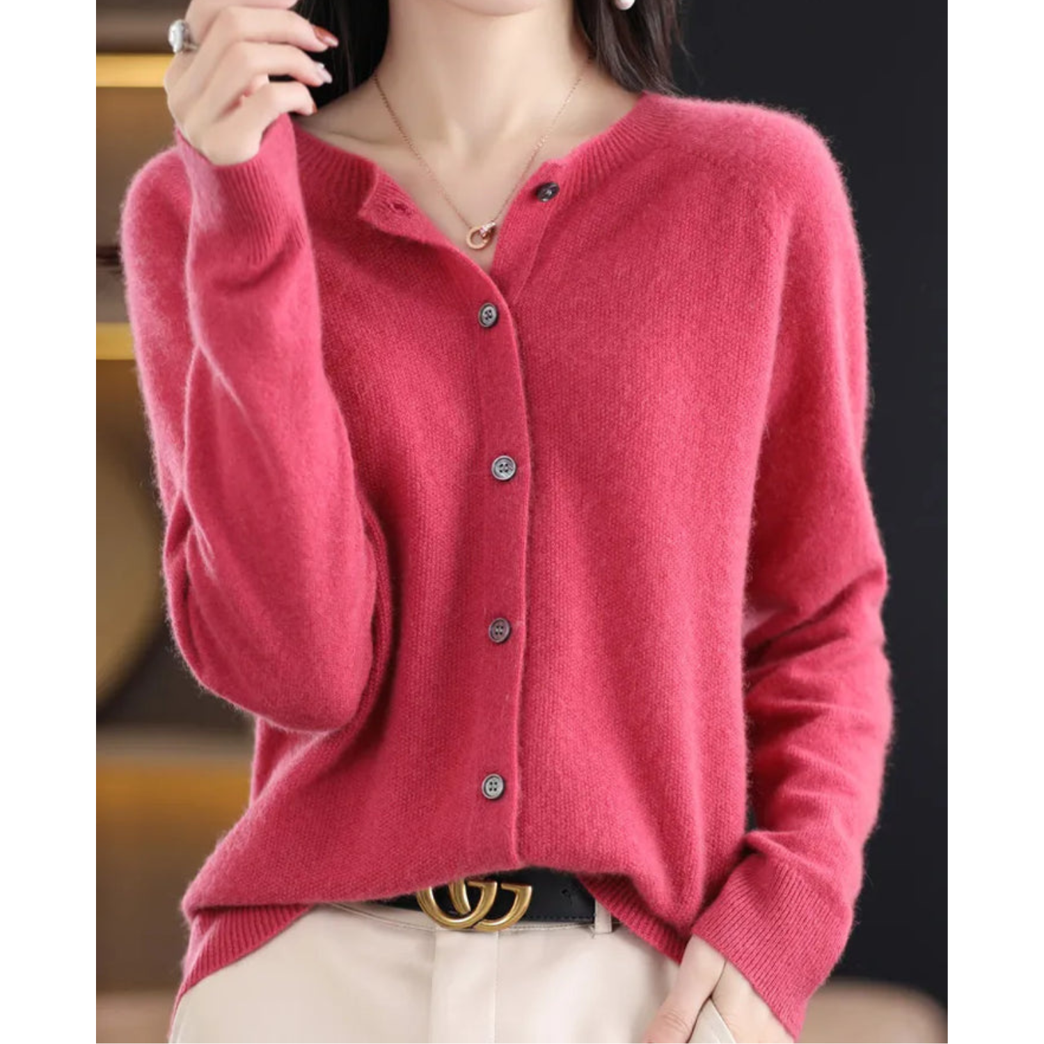 Damen Merinowolle Pullover O-Ausschnitt