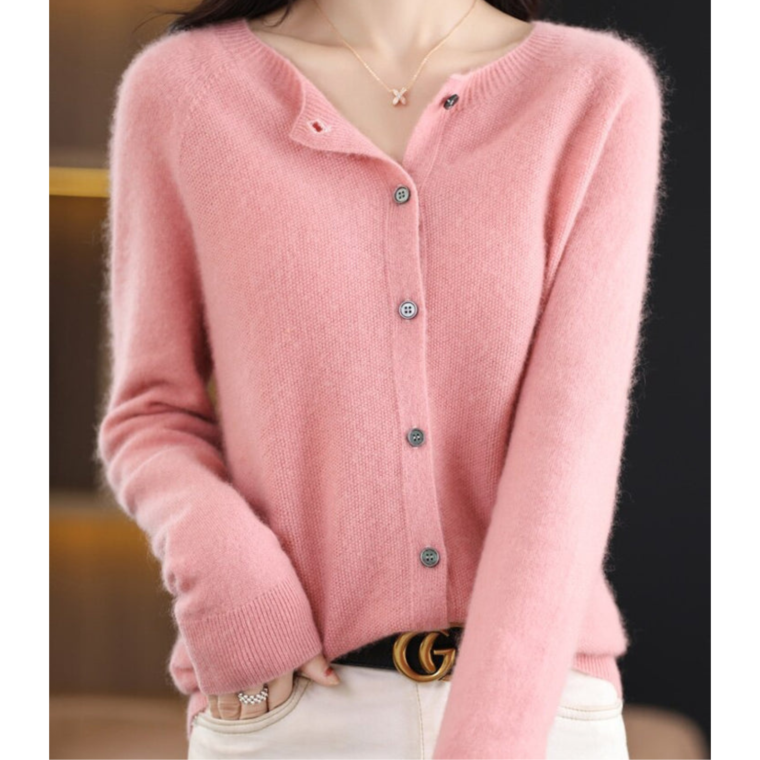 Damen Merinowolle Pullover O-Ausschnitt