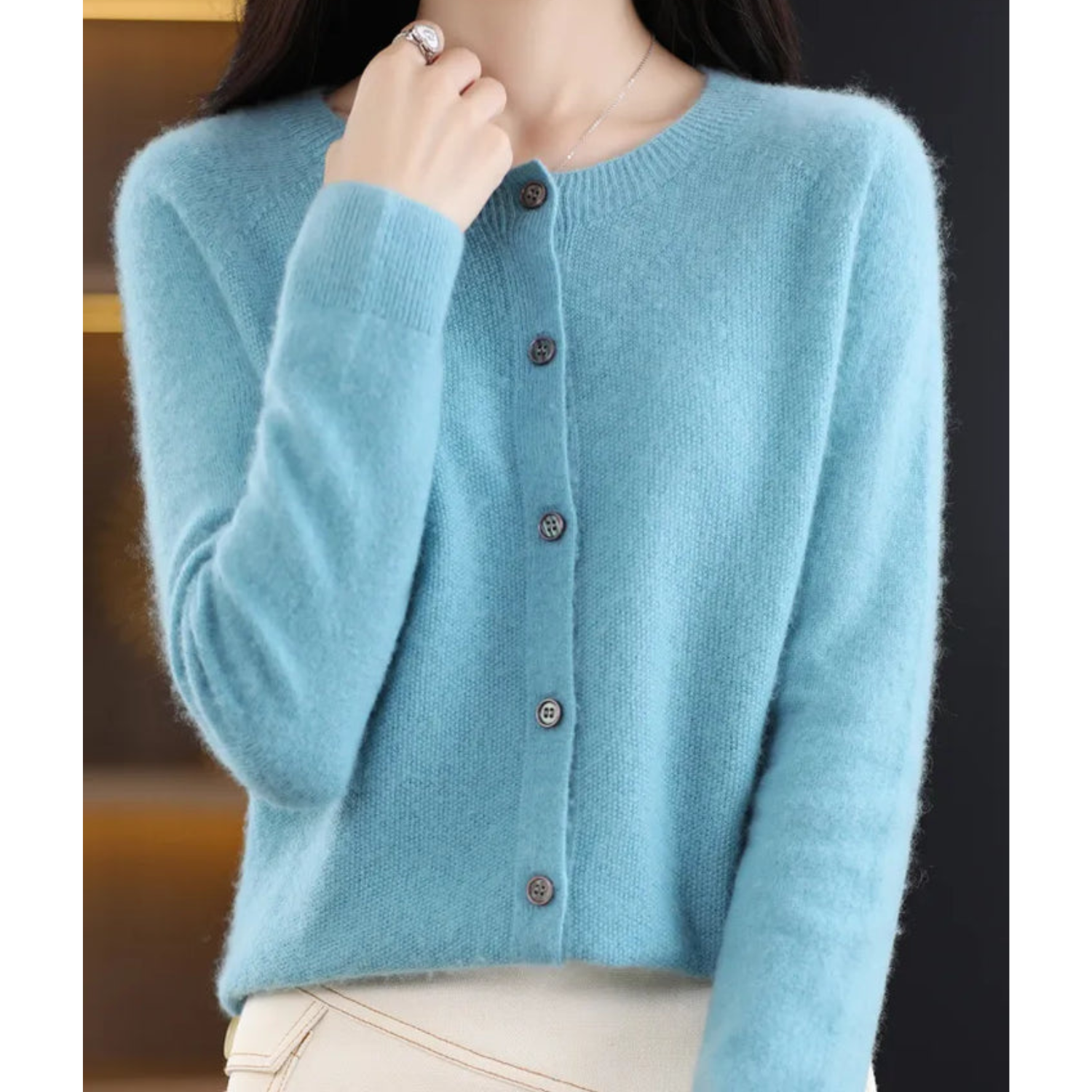 Damen Merinowolle Pullover O-Ausschnitt