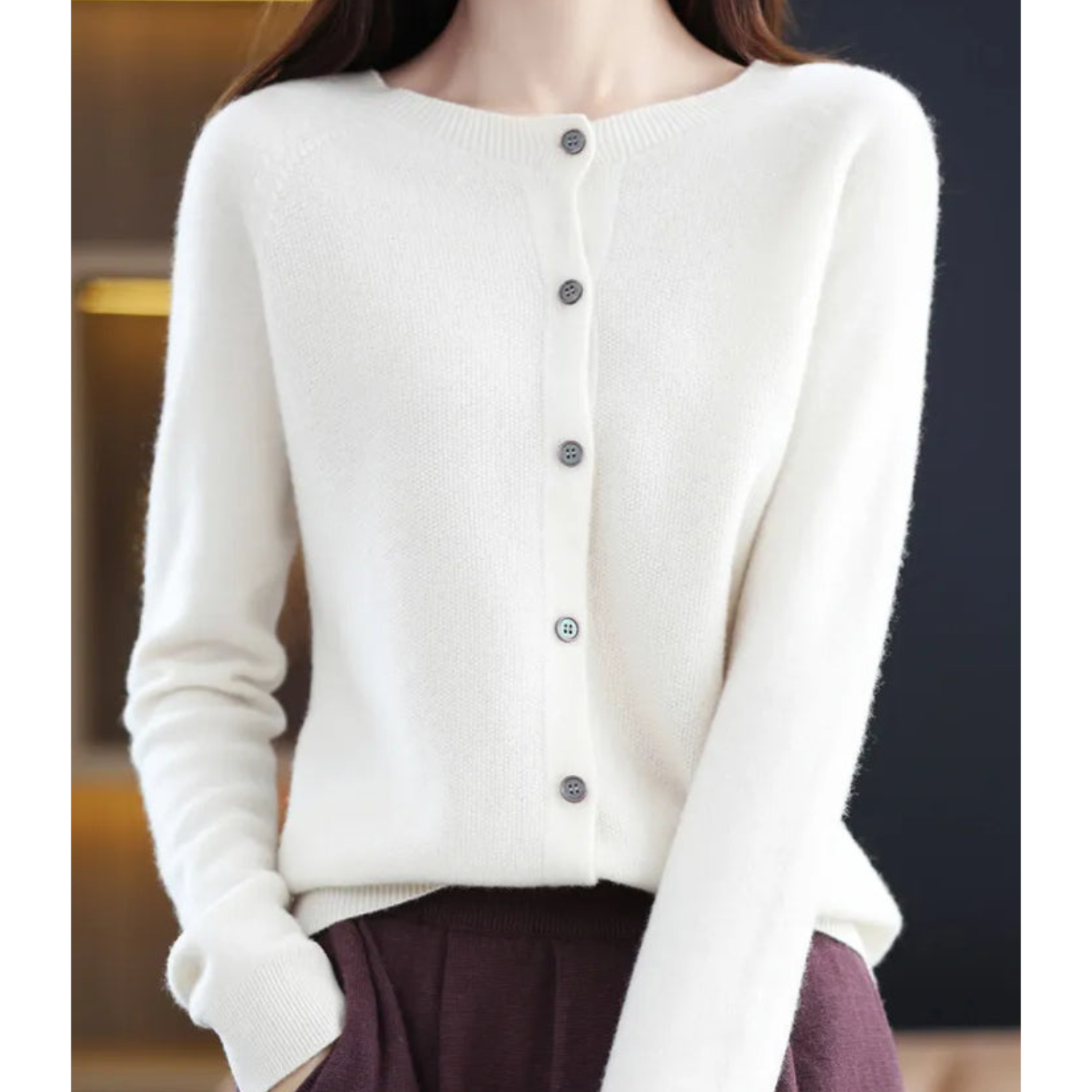 Damen Merinowolle Pullover O-Ausschnitt