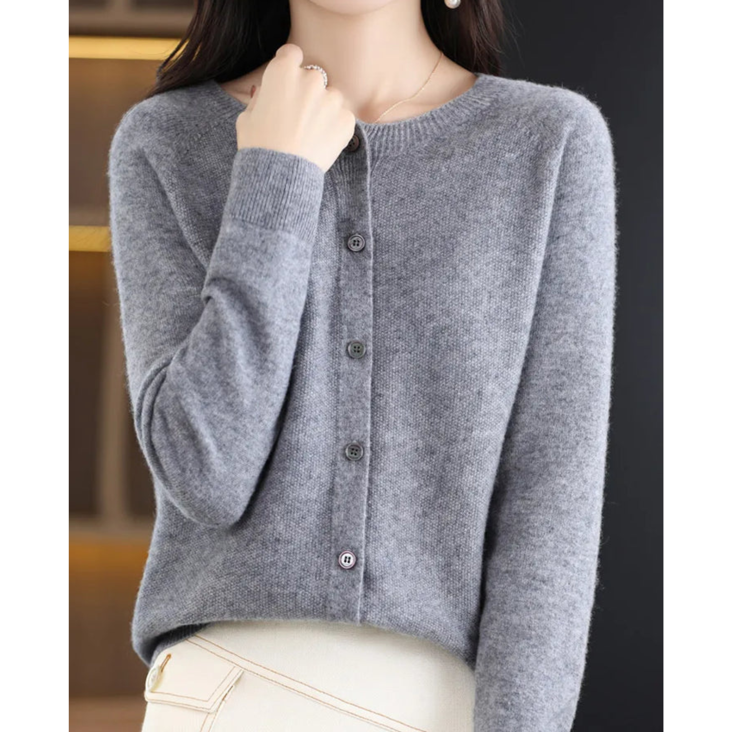 Damen Merinowolle Pullover O-Ausschnitt
