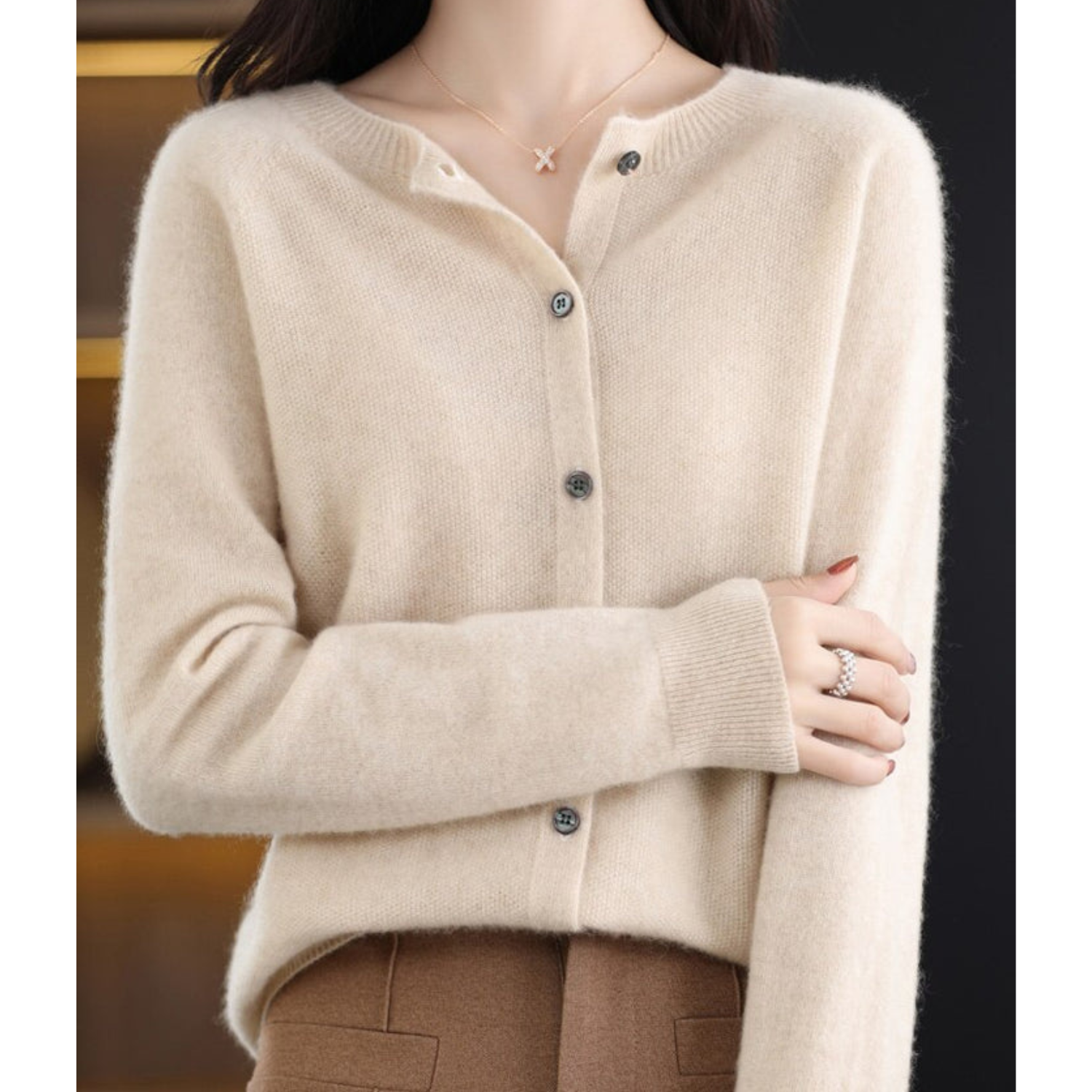 Damen Merinowolle Pullover O-Ausschnitt