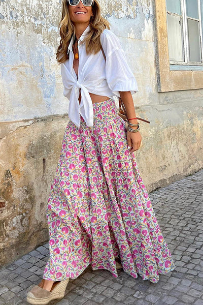 Langer Boho Sommerrock aus Acetat