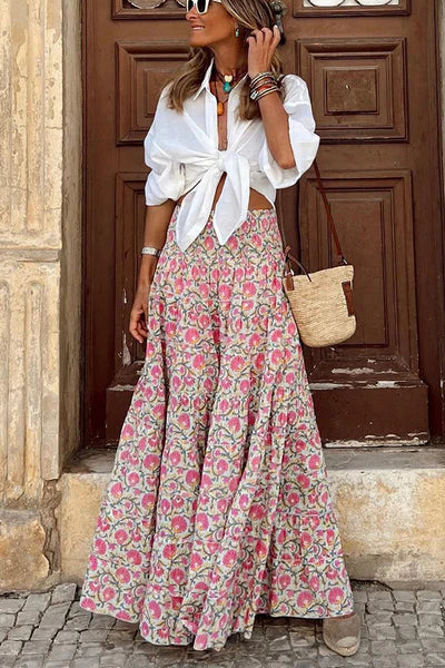 Langer Boho Sommerrock aus Acetat