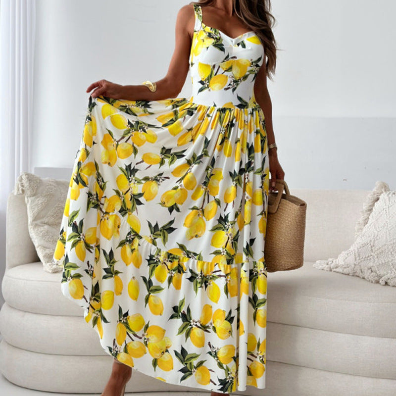 Damen Sommerkleid mit Zitronenprint