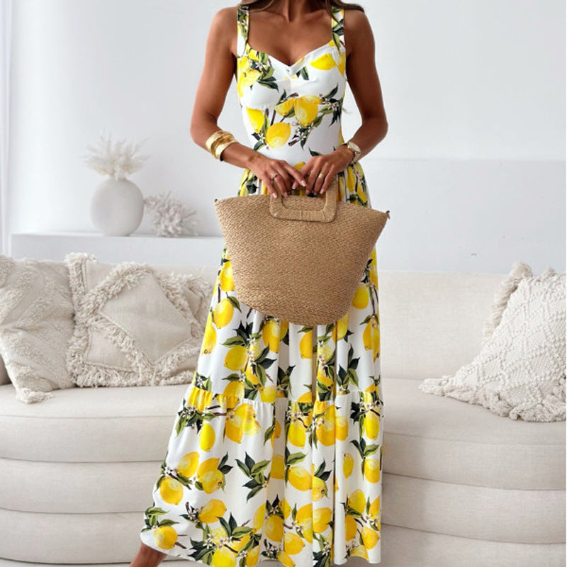 Damen Sommerkleid mit Zitronenprint