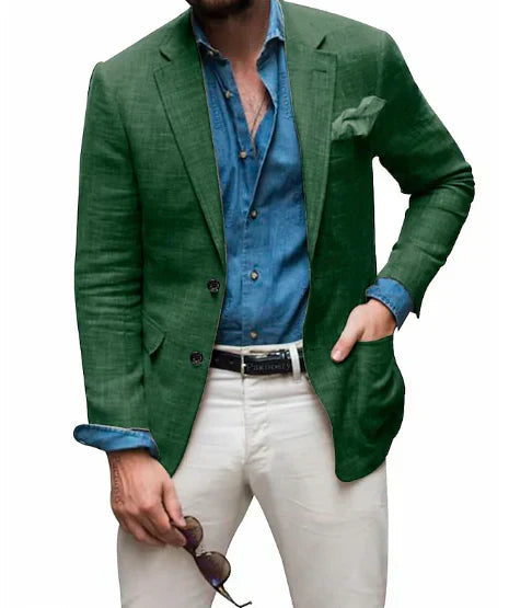 Herren Leinenblazer: Legerer Schnitt, einreihig, Zweiknopf