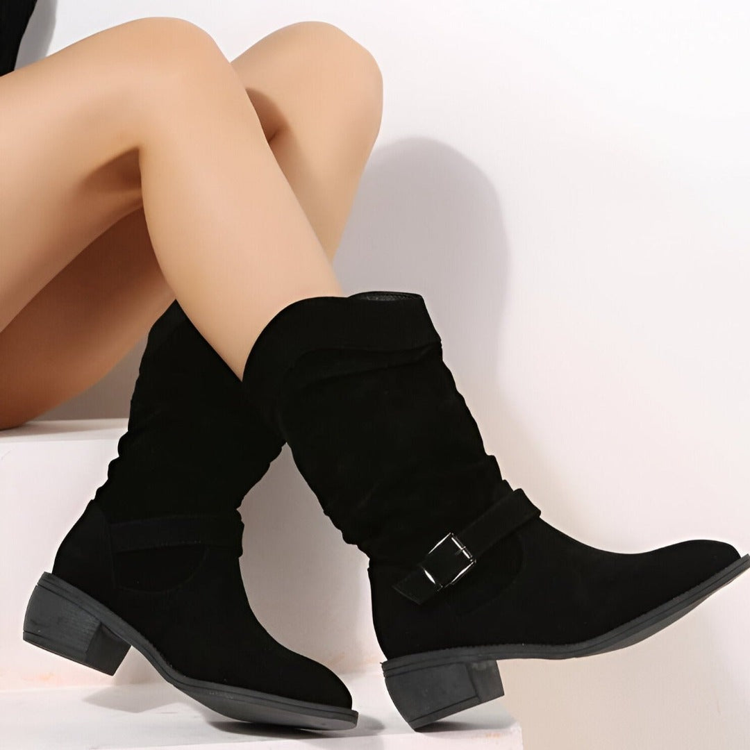 Bequeme Damen-Stiefel aus Kunstleder mit weichem Fußbett