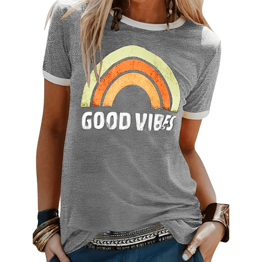 Good Vibes Shirt: Regenbogen-Design & Positive Botschaft
