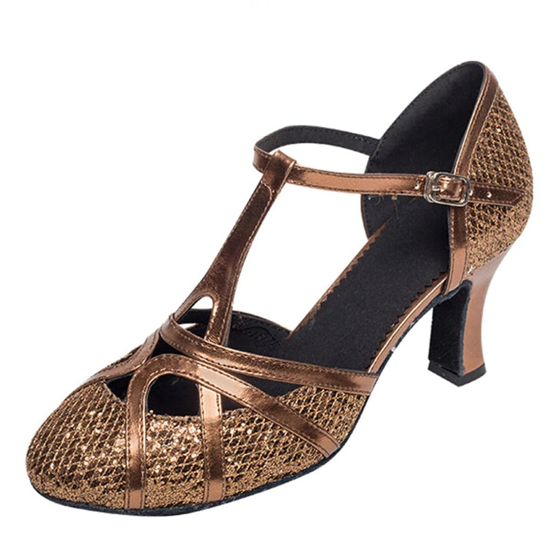 Damenschuhe Latein Tanzschuhe 7cm Absatz Glitzer