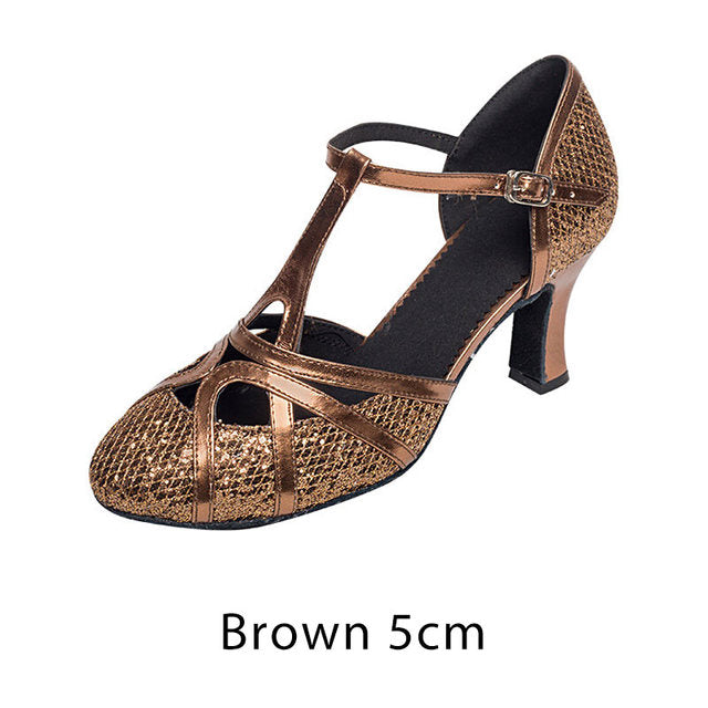 Damenschuhe Latein Tanzschuhe 7cm Absatz Glitzer