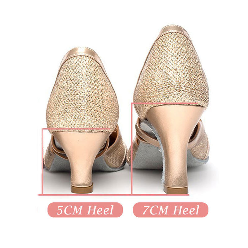 Damenschuhe Latein Tanzschuhe 7cm Absatz Glitzer