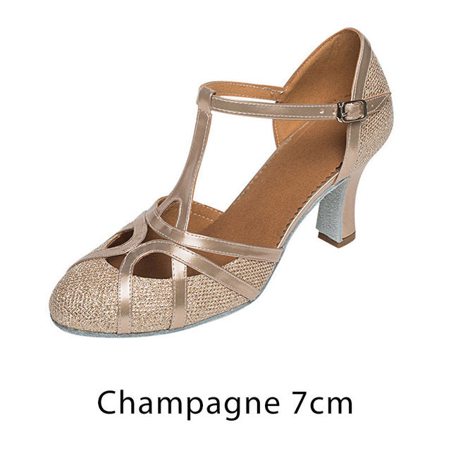 Damenschuhe Latein Tanzschuhe 7cm Absatz Glitzer