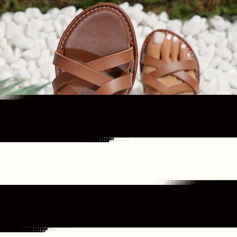 Flache Sandalen mit Kreuzriemen - Rutschfest & bequem