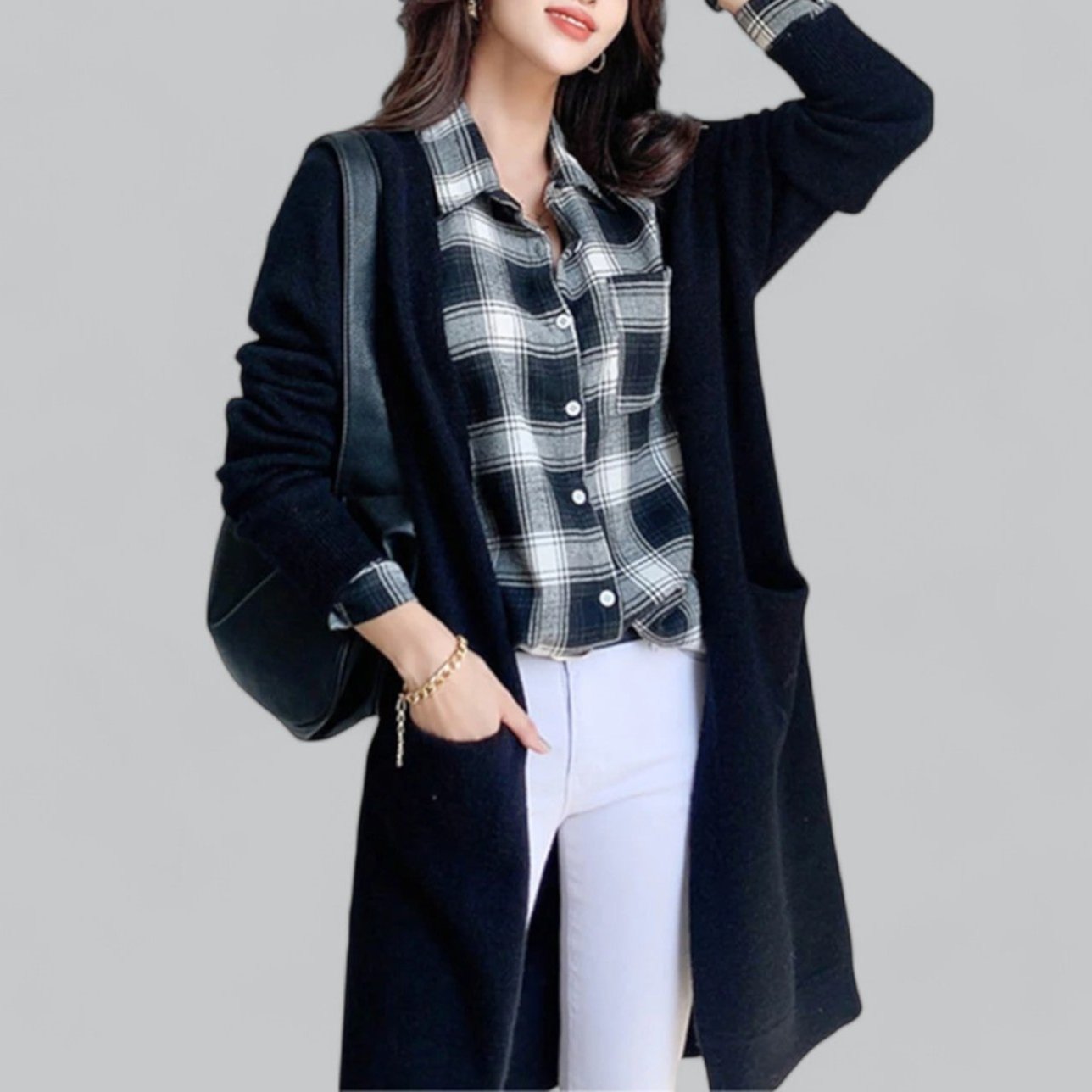 Lange Cashmere Strickjacke für Damen