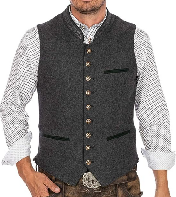 Herren Trachtenweste Grau: Klassisch Elegante Weste