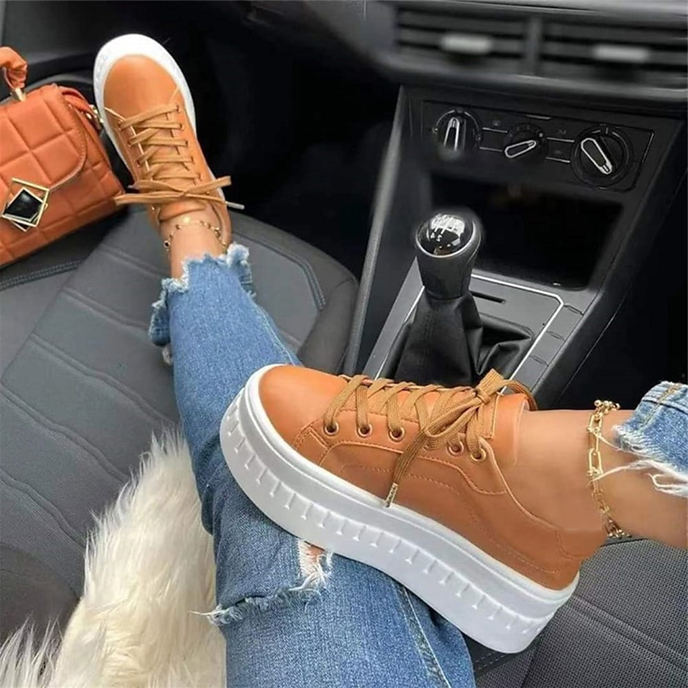 Damen Sneaker mit dicker Sohle und Schnürung