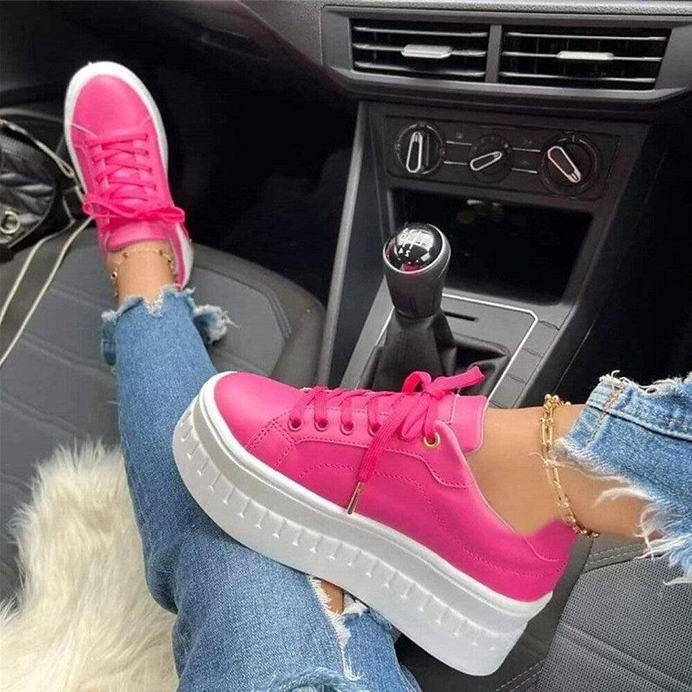 Damen Sneaker mit dicker Sohle und Schnürung