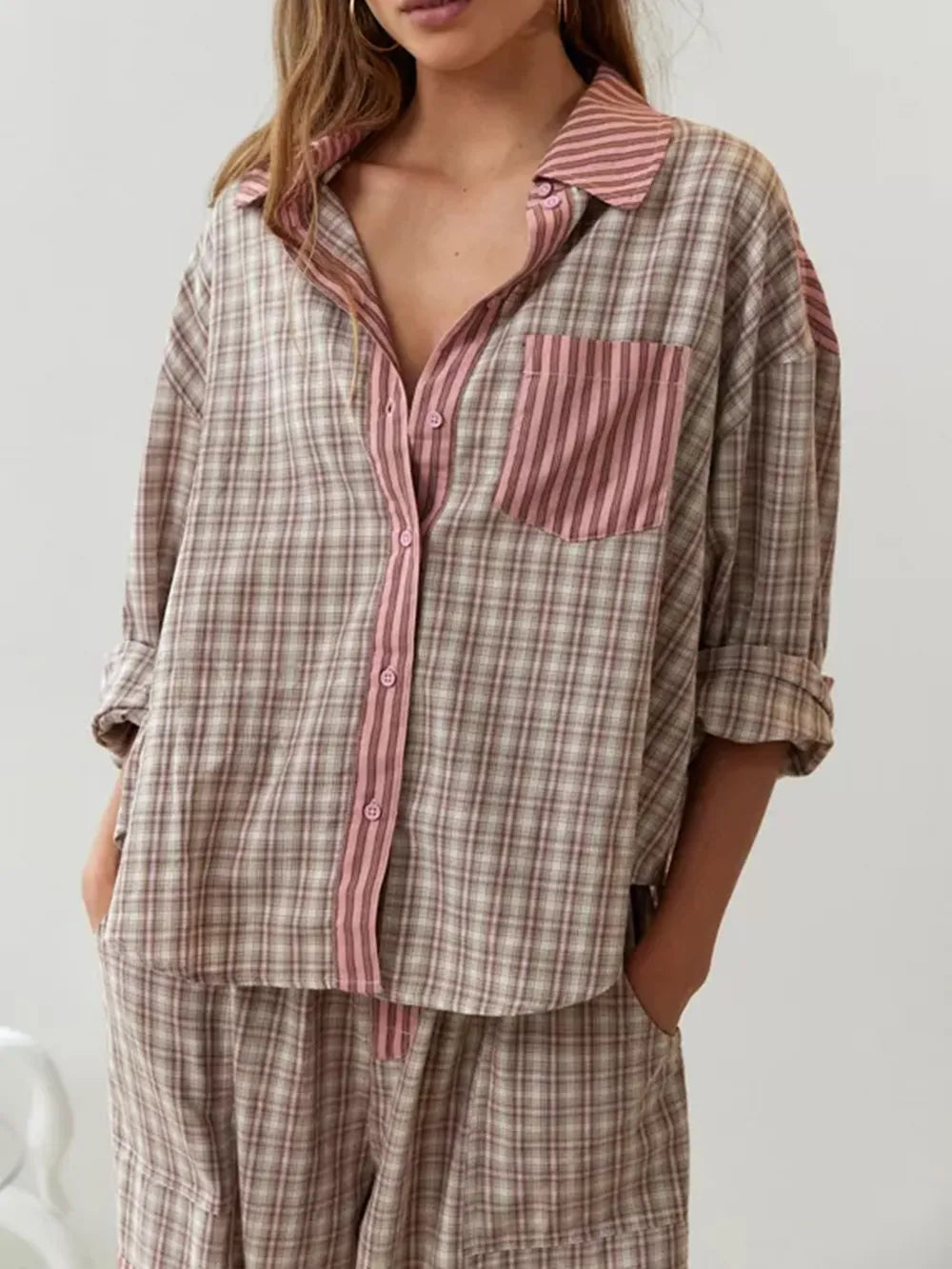 2-teiliger Damen-Pyjama-Set - Lässiger Komfort & Vintage-Stil