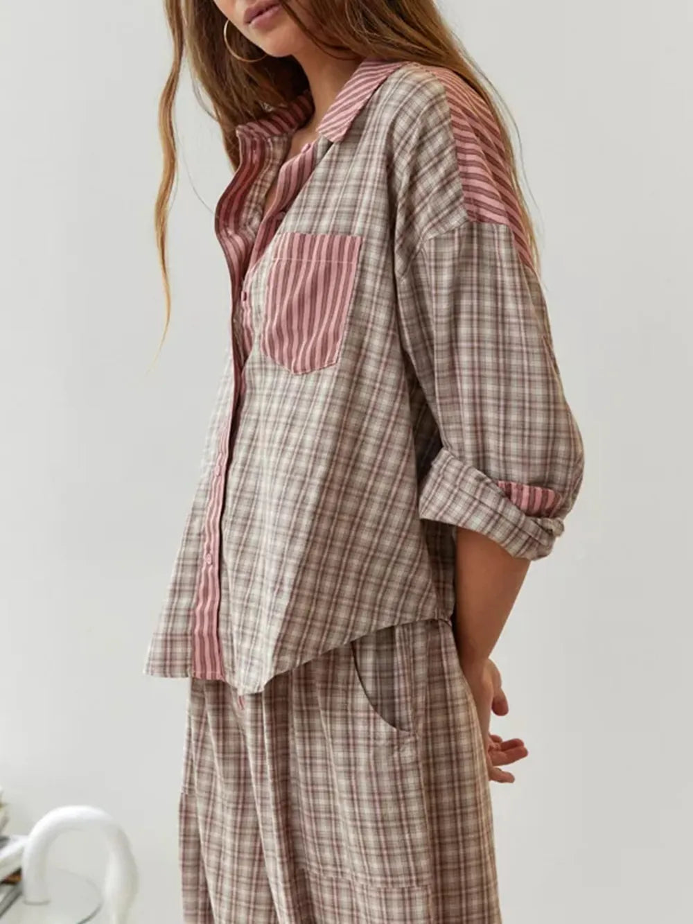 2-teiliger Damen-Pyjama-Set - Lässiger Komfort & Vintage-Stil