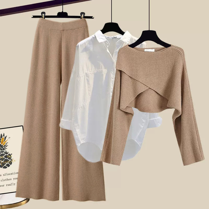 Elegantes 3-teiliges Damen-Outfit: Hose, Oberteil & Shirt