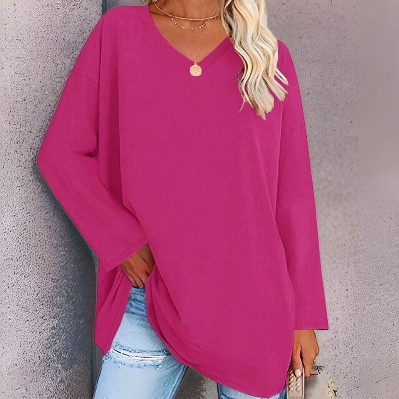 Damen Langarmshirt V-Ausschnitt Baumwolle