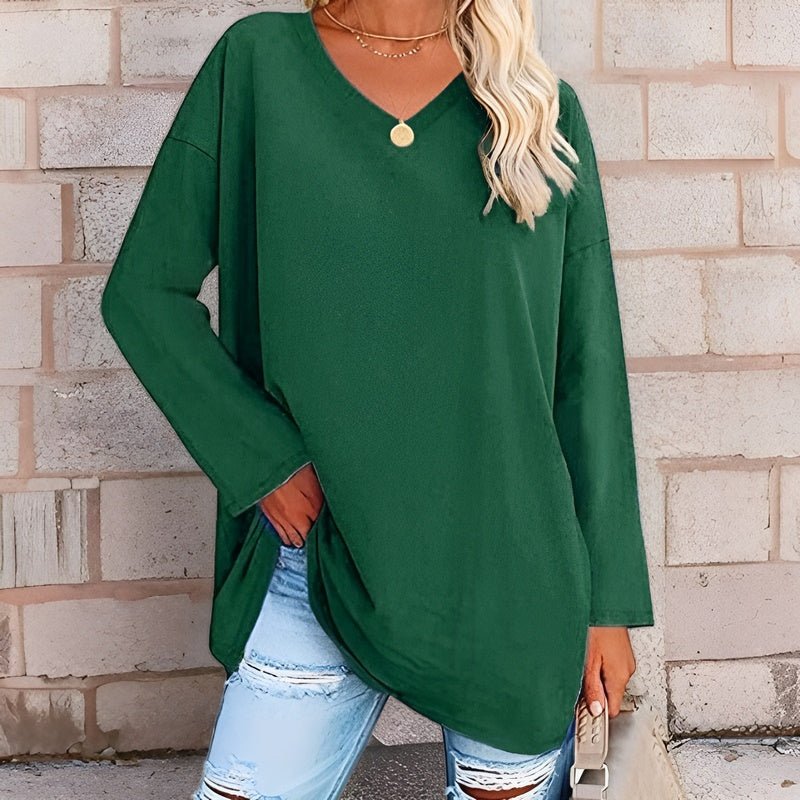 Damen Langarmshirt V-Ausschnitt Baumwolle