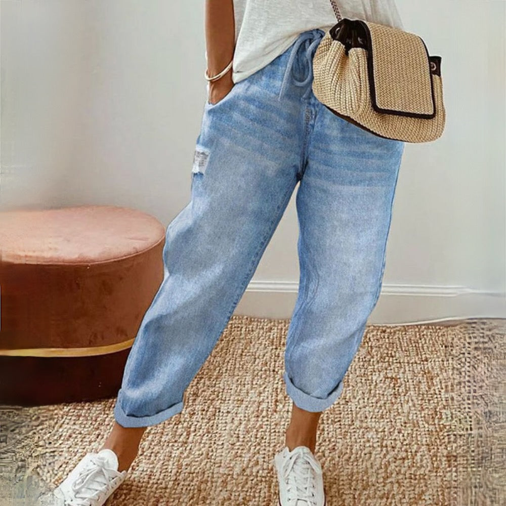 Boho Sommerhose: Weite, bequeme Hose aus Polyester